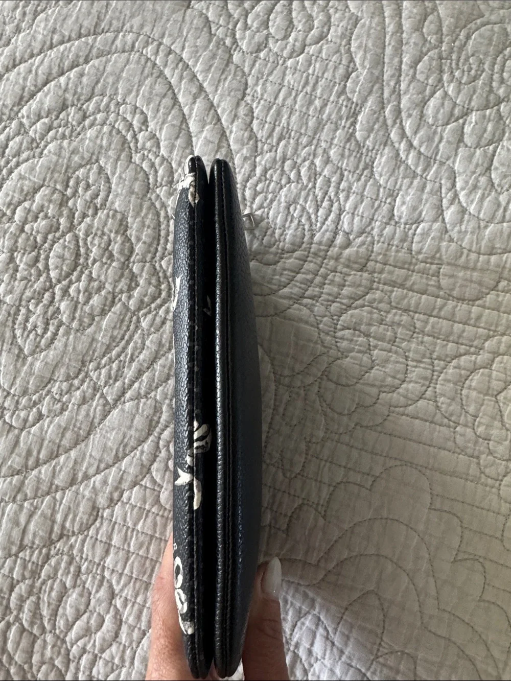 Coach Black Wristlet with White Bow Print